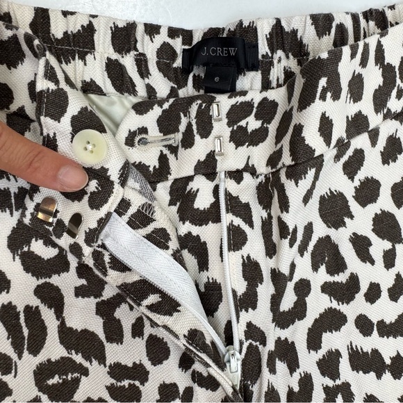 J.Crew Easy Pants Ivory Leopard Linen Lyocell Straight Taper Leg Trousers Size 6 - Picture 7 of 13
